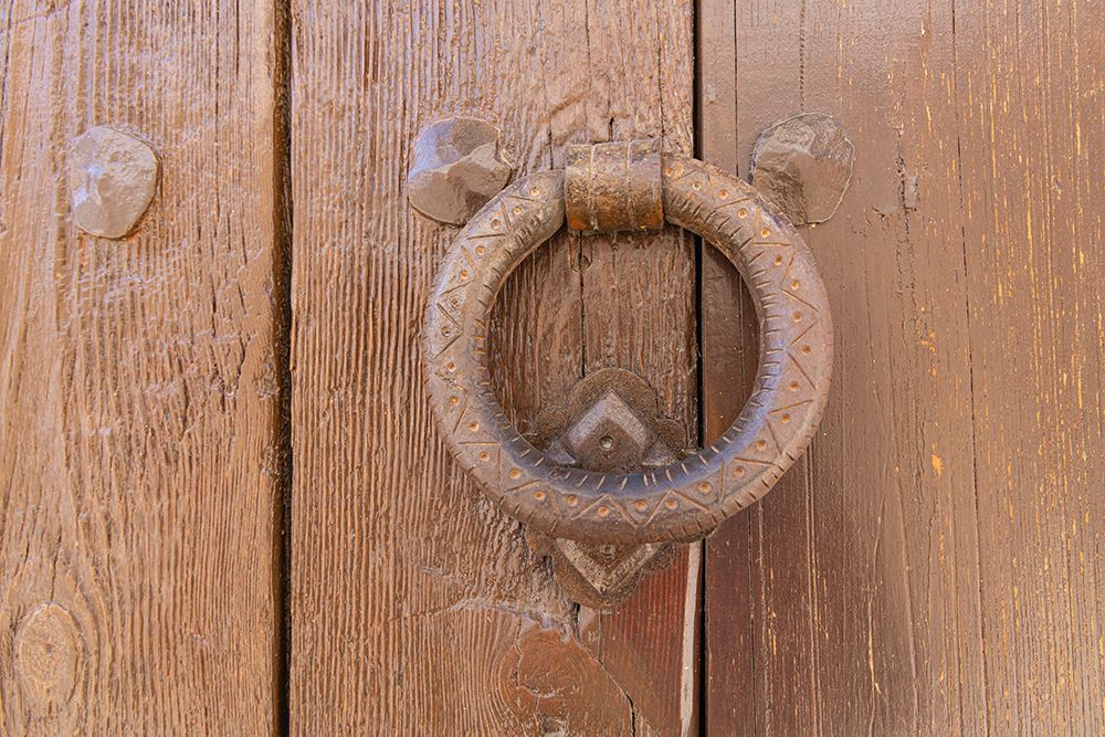 Albaicin, Province of Granada, Andalusia, Spain. Old iron knocker on a painted wooden door. art print by Emily M. Wilson for $57.95 CAD