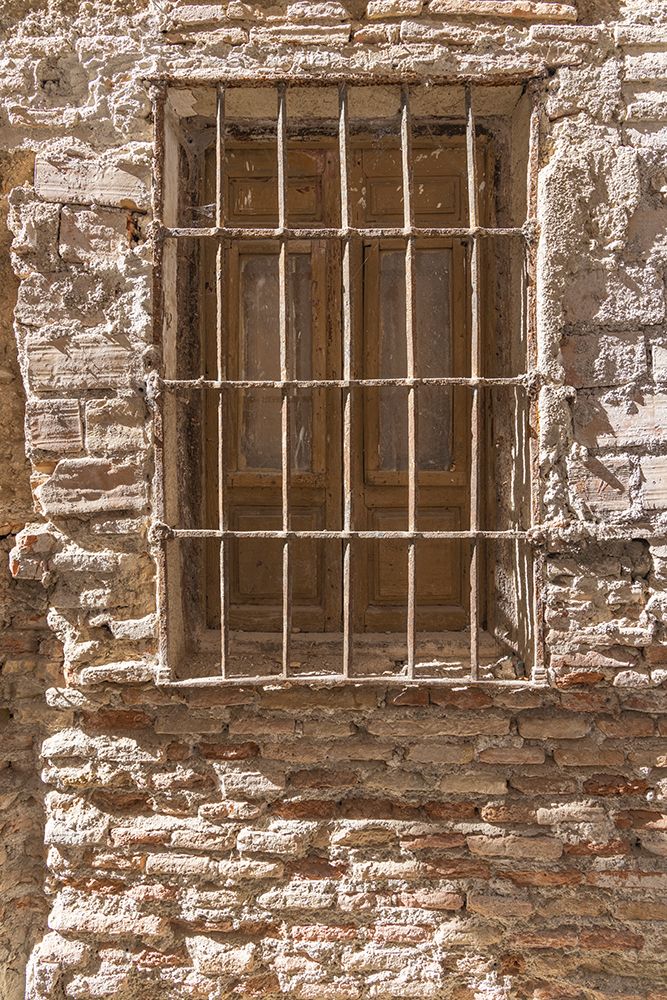 Albaicin, Province of Granada, Andalusia, Spain. Rusting barred window on ancient brick building. art print by Emily M. Wilson for $57.95 CAD