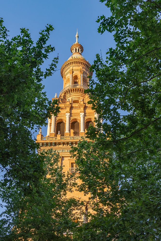 Casco Antiguo, Seville, Andalusia, Spain. Tower in the Spanish Plaza of Seville. art print by Emily M. Wilson for $57.95 CAD
