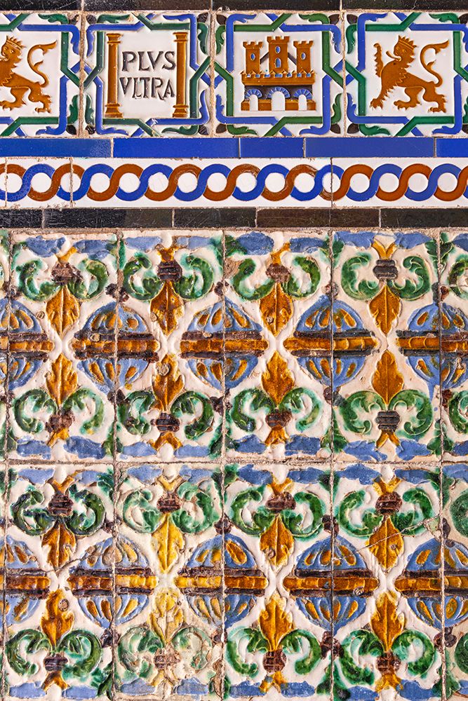 Casco Antiguo, Seville, Andalusia, Spain. Historic decorative tiles at the Alcazar of Seville. art print by Emily M. Wilson for $57.95 CAD