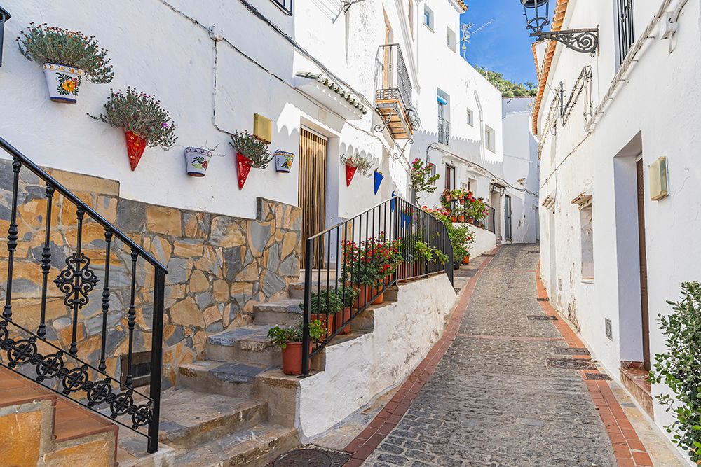 Casares, Malaga, Andalusia, Spain. A narrow alley. art print by Emily M. Wilson for $57.95 CAD