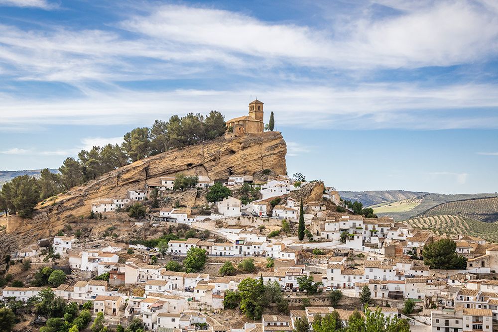Montefrio, Granada, Andalusia, Spain. A church on a cliff above the village of Montefrio. art print by Emily M. Wilson for $57.95 CAD