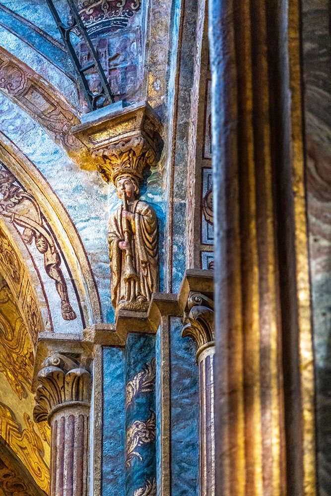 Spain-Galicia Cathedral in Santiago de Compostela-one of the many statues decorating the columns art print by Hollice Looney for $57.95 CAD