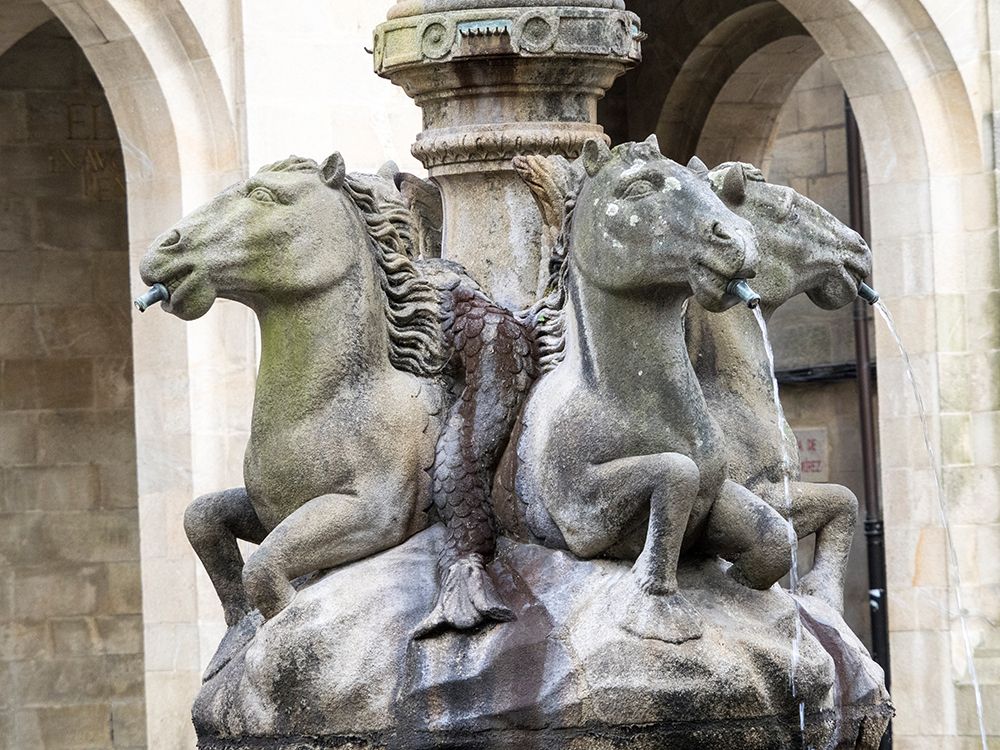 Fountain of the Horses (Fuente de los Caballos) on Plaza de las Platerias Square art print by Julie Eggers for $57.95 CAD