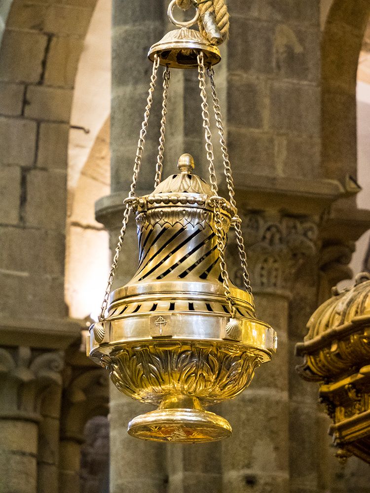 The Botafumeiro-famous silver thurible-hangs in the cathedral in Santiago de Compostela-Spain art print by Julie Eggers for $57.95 CAD