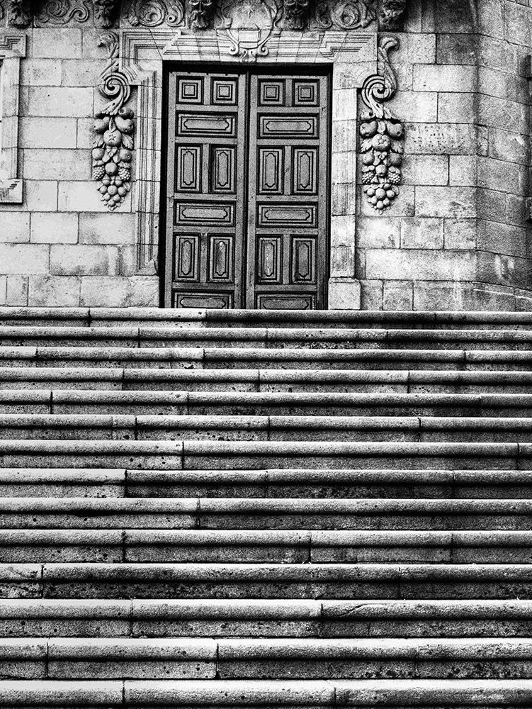 Blue entry door-adorned by branches of grapes-of the Casa Da Parra Santiago De Compostela art print by Julie Eggers for $57.95 CAD