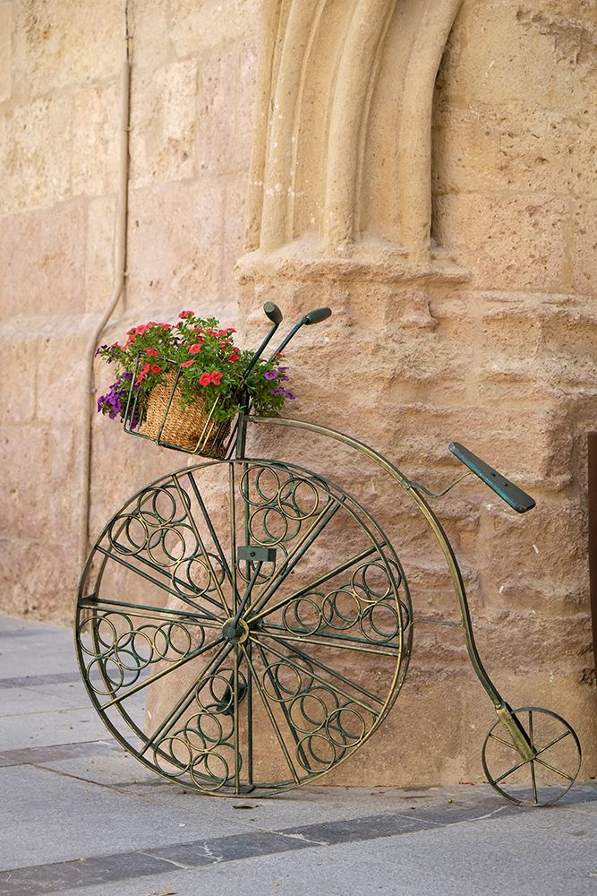 Cordoba-Spain. Bicycle planter in front of old stone building art print by Julien McRoberts for $57.95 CAD