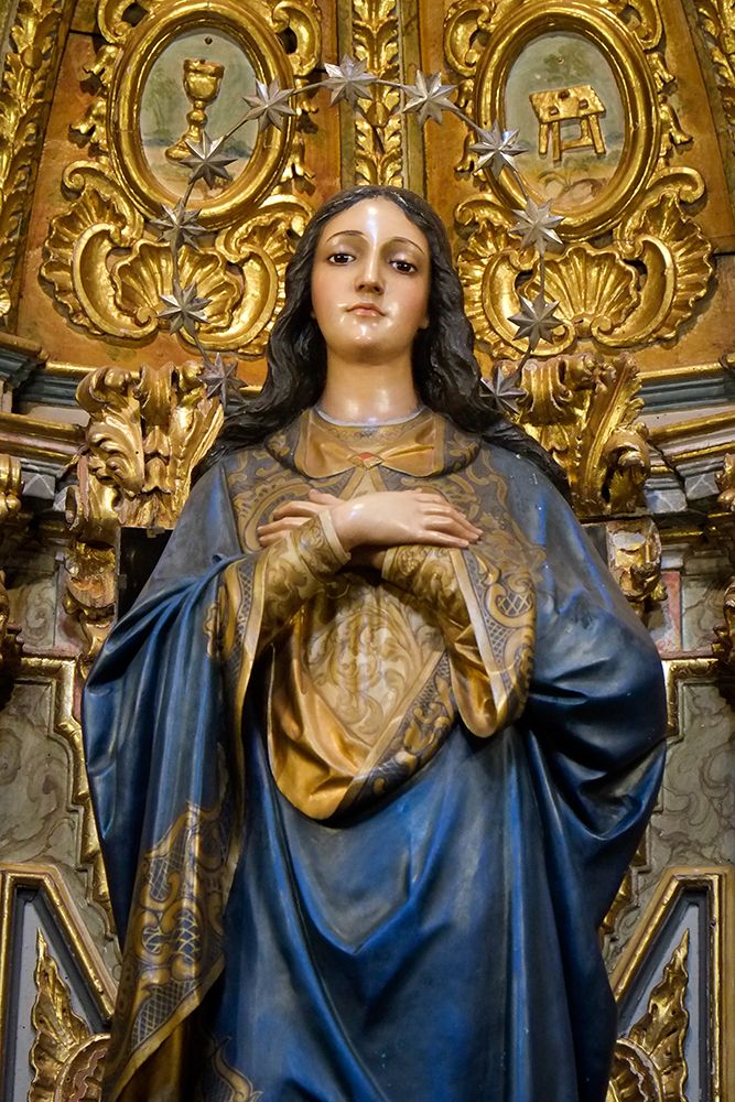 Rhonda, Spain. Mother Mary icon inside old church interior. art print by Julien McRoberts for $57.95 CAD