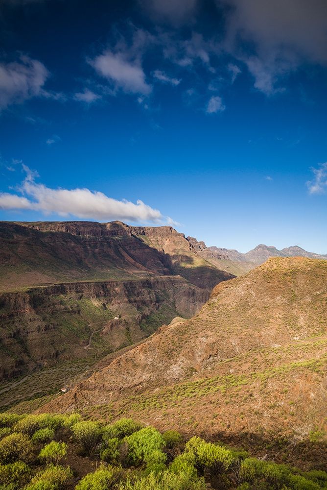 Spain-Canary Islands-Gran Canaria Island-Barranco-mountain view of the Barranco de Tirajana art print by Walter Bibikow for $57.95 CAD
