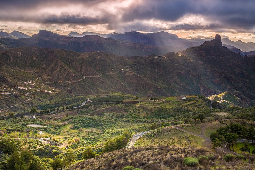 Spain-Canary Islands-Gran Canaria Island-Tejeda-mountain landscape with Roque Bentayga art print by Walter Bibikow for $57.95 CAD