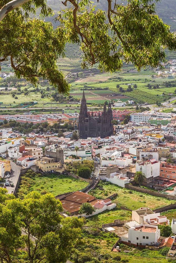 Spain-Canary Islands-Gran Canaria Island-Arucas-high angle view of town art print by Walter Bibikow for $57.95 CAD