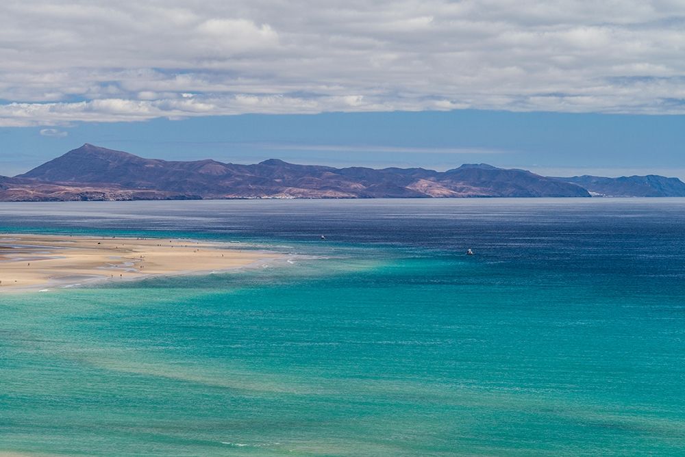 Canary Islands-Fuerteventura Island-Costa Calma-high angle view of Playa de Sotavento beach art print by Walter Bibikow for $57.95 CAD