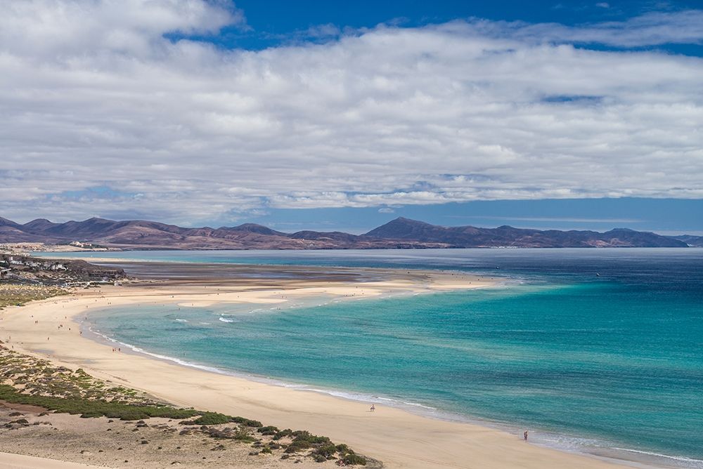 Canary Islands-Fuerteventura Island-Costa Calma-high angle view of Playa de Sotavento beach art print by Walter Bibikow for $57.95 CAD