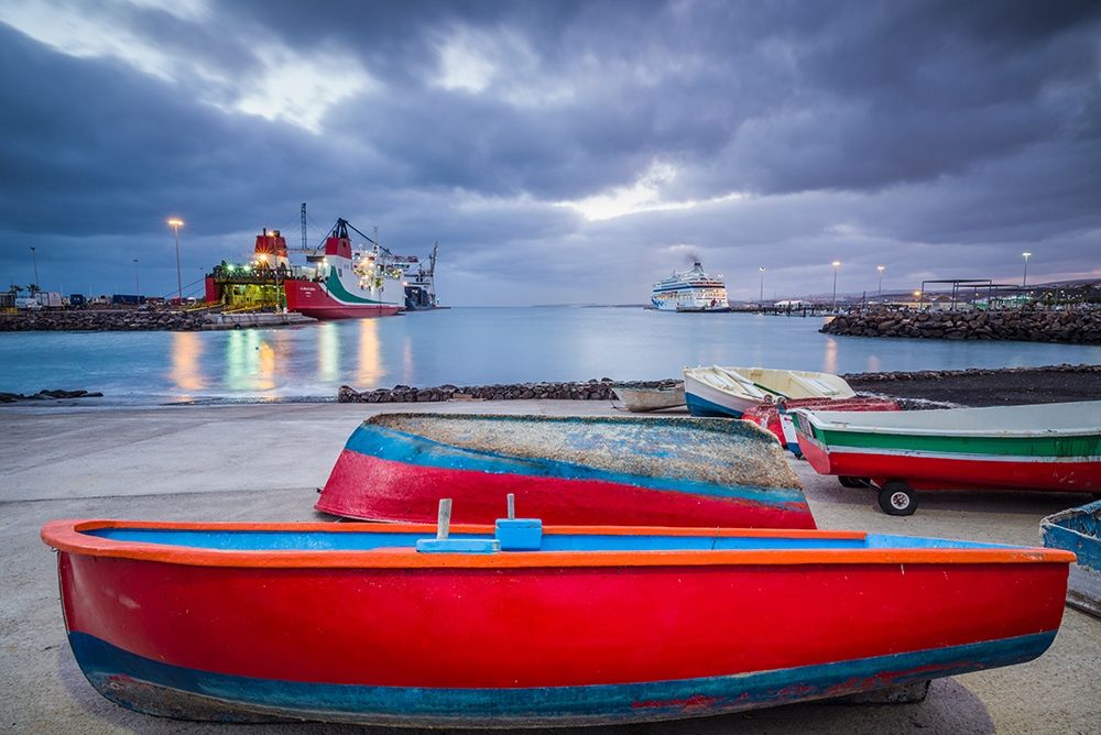 Canary Islands-Fuerteventura Island-Puerto del Rosario-port-dawn art print by Walter Bibikow for $57.95 CAD