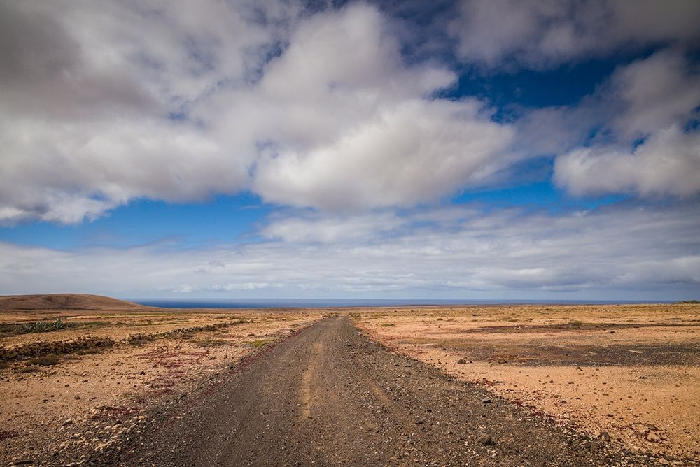 Canary Islands-Fuerteventura Island-Punto de Paso Chico-west coast desert landscape with road art print by Walter Bibikow for $57.95 CAD