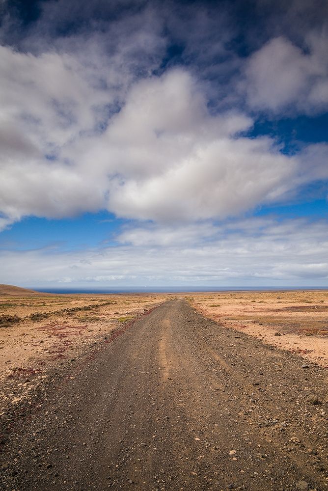 Canary Islands-Fuerteventura Island-Punto de Paso Chico-west coast desert landscape with road art print by Walter Bibikow for $57.95 CAD