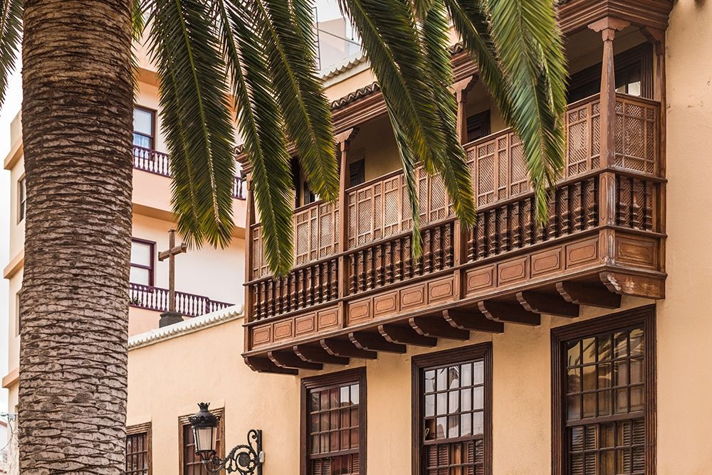 Canary Islands-La Palma Island-Santa Cruz de la Palma-traditional Canarian house balconies art print by Walter Bibikow for $57.95 CAD