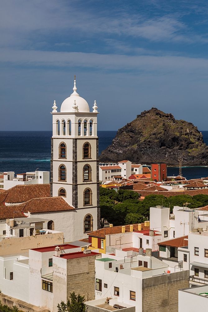 Canary Islands-Tenerife Island-Garachico-elevated town view with the Iglesia de Santa Ana church art print by Walter Bibikow for $57.95 CAD