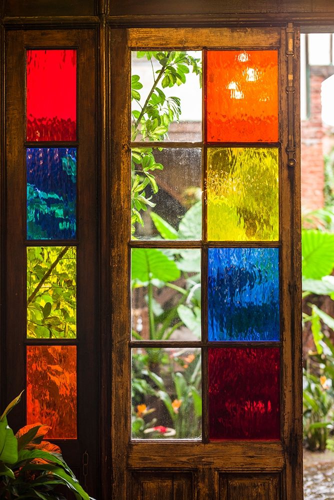 Canary Islands-Tenerife Island-La Orotava-traditional Canarian house with stained glass windows art print by Walter Bibikow for $57.95 CAD