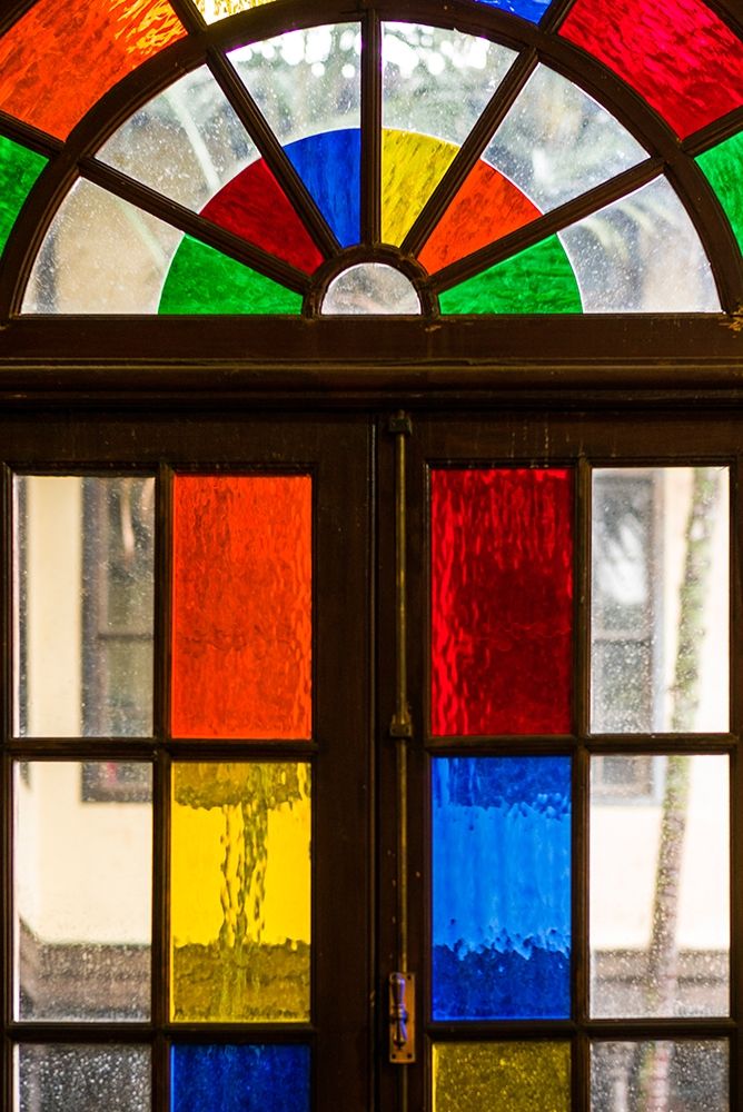 Canary Islands-Tenerife Island-La Orotava-traditional Canarian house with stained glass windows art print by Walter Bibikow for $57.95 CAD