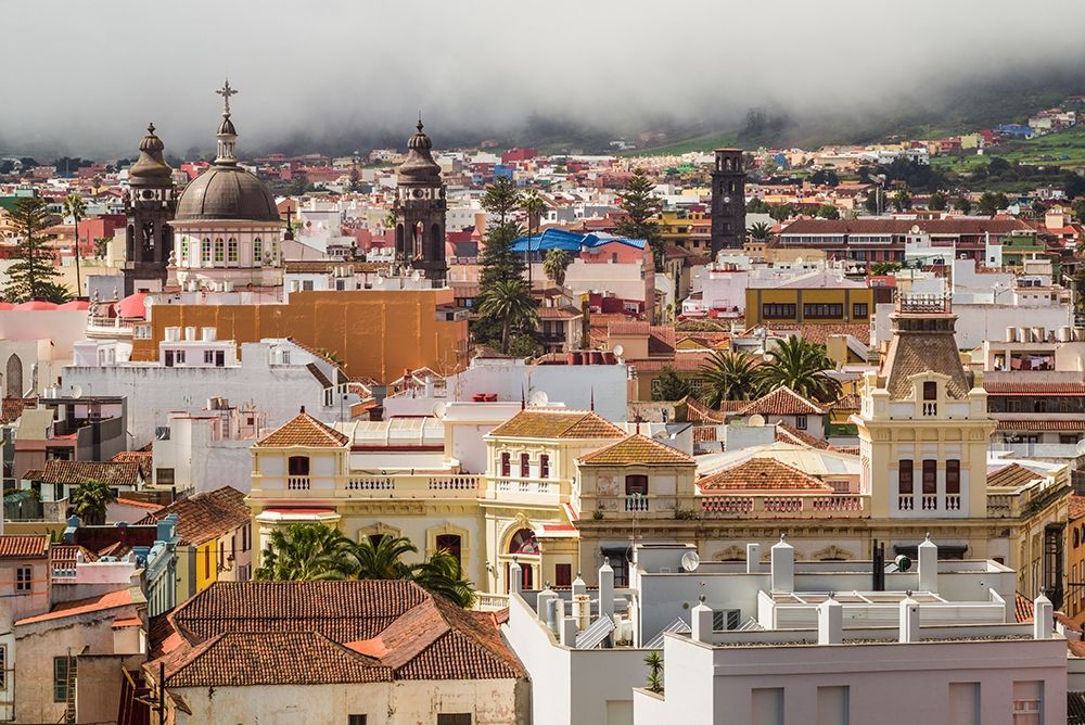 Canary Islands-Tenerife Island-San Cristobal de La Laguna-elevated view of the historical center art print by Walter Bibikow for $57.95 CAD