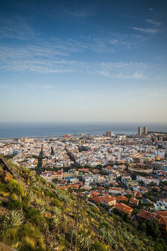 Canary Islands-Tenerife Island-Santa Cruz de Tenerife-elevated view of city and port-late afternoon art print by Walter Bibikow for $57.95 CAD