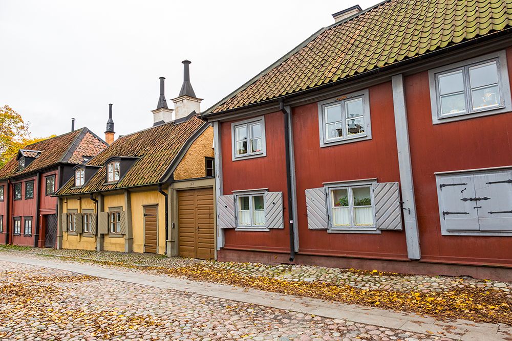 Sweden, Stockholm, Soder Island. 19th Century houses near Master Mikaels Gata. Fjallgatan. art print by Emily M. Wilson for $57.95 CAD