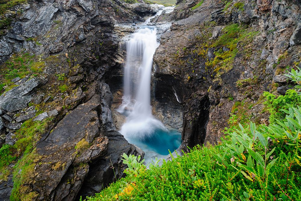 Sweden-Norrland-Bjorkliden. Waterfall along Rakkasjohka. art print by Fredrik Norrsell for $57.95 CAD