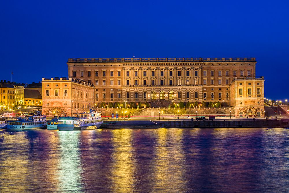 Sweden-Stockholm-Gamla Stan-Old Town-Royal Palace-dusk art print by Walter Bibikow for $57.95 CAD