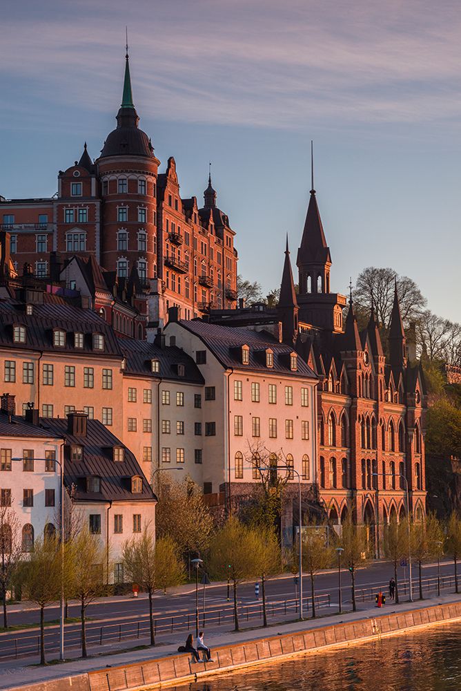 Sweden-Stockholm-view towards Sodermalm neighborhood-sunset art print by Walter Bibikow for $57.95 CAD