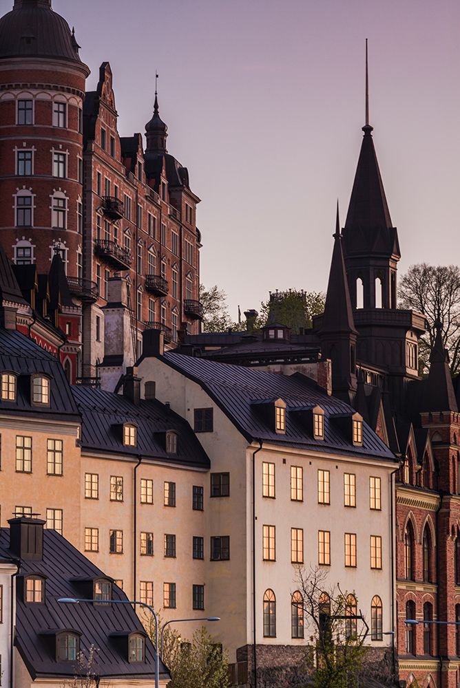 Sweden-Stockholm-view towards Sodermalm neighborhood-sunset art print by Walter Bibikow for $57.95 CAD
