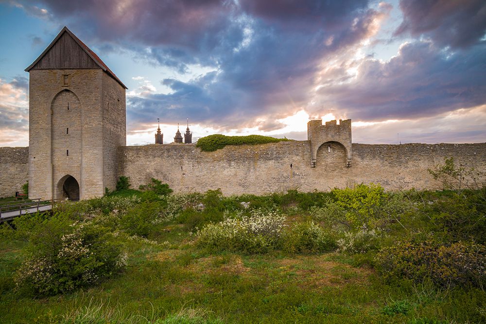 Sweden-Gotland Island-Visby-12th century city wall-most complete medieval city wall in Europe-Oster art print by Walter Bibikow for $57.95 CAD