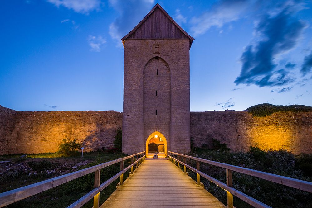 Sweden-Gotland Island-Visby-12th century city wall-most complete medieval city wall in Europe-Oster art print by Walter Bibikow for $57.95 CAD