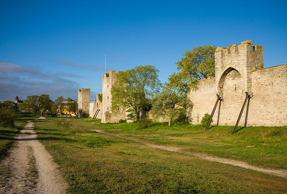 Sweden-Gotland Island-Visby-12th century city wall-most complete medieval city wall in Europe art print by Walter Bibikow for $57.95 CAD