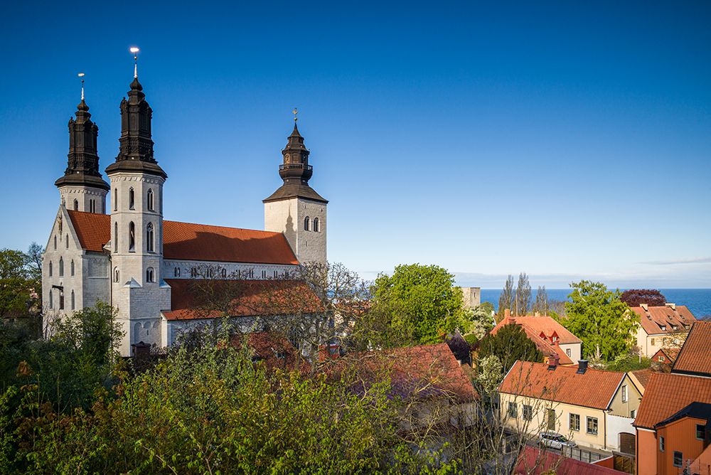 Sweden-Gotland Island-Visby-Visby Cathedral-12th century-exterior art print by Walter Bibikow for $57.95 CAD