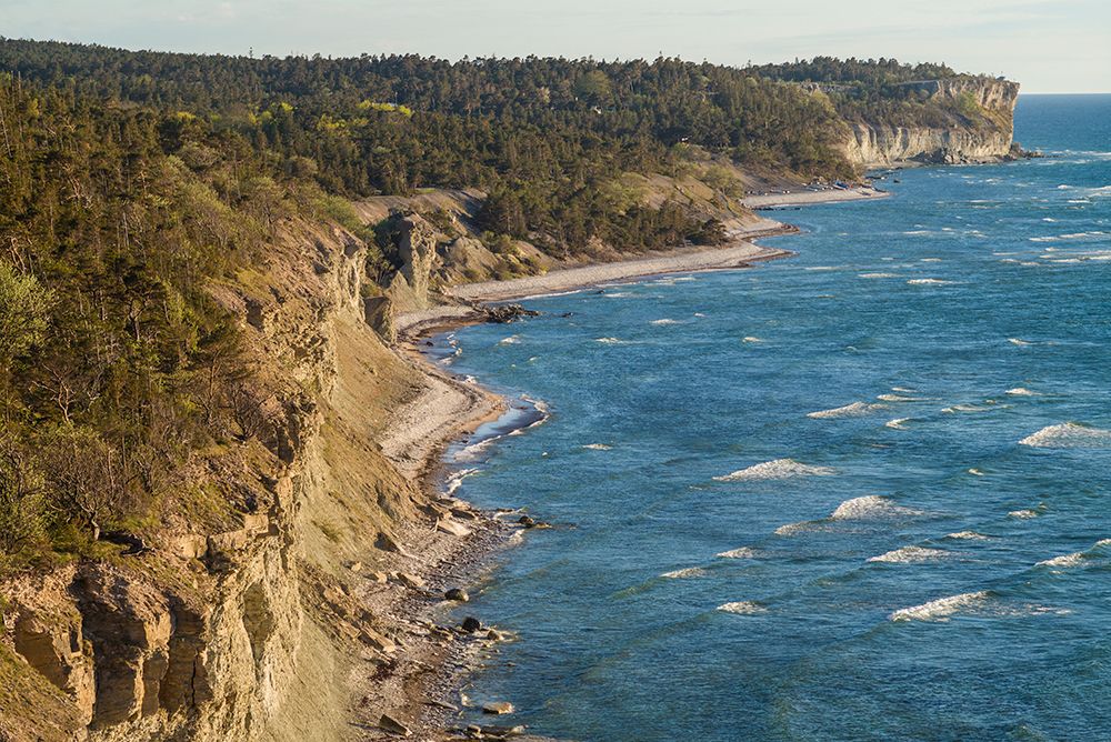 Sweden-Gotland Island-Hogklint-high angle view of western cliffs art print by Walter Bibikow for $57.95 CAD