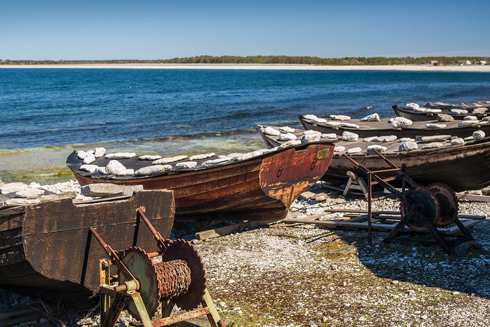 Sweden-Faro Island-Kursviken-coastal farmers fishing boats art print by Walter Bibikow for $57.95 CAD