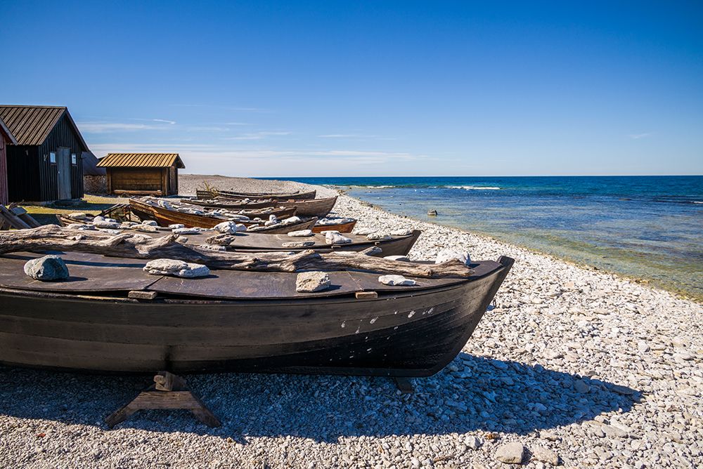 Sweden-Faro Island-Kursviken-coastal farmers fishing boats art print by Walter Bibikow for $57.95 CAD
