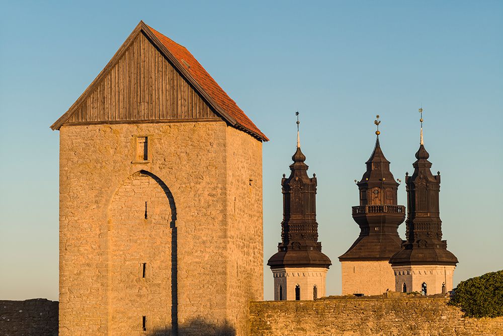 Sweden-Gotland Island-Visby-12th century city wall-most complete medieval city wall in Europe-Oster art print by Walter Bibikow for $57.95 CAD