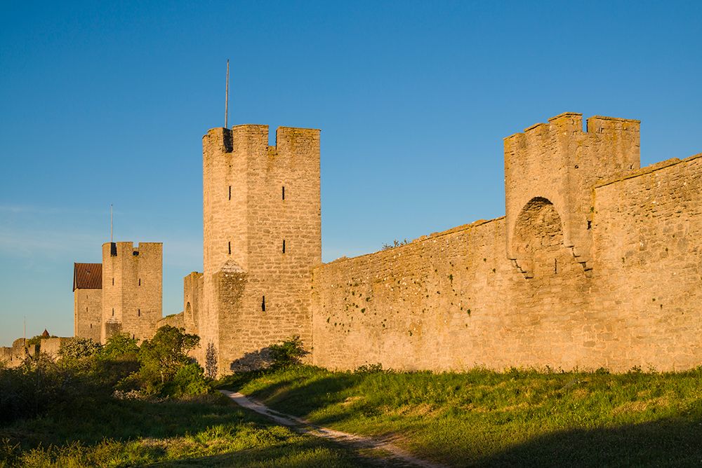 Sweden-Gotland Island-Visby-12th century city wall-most complete medieval city wall in Europe-dawn art print by Walter Bibikow for $57.95 CAD
