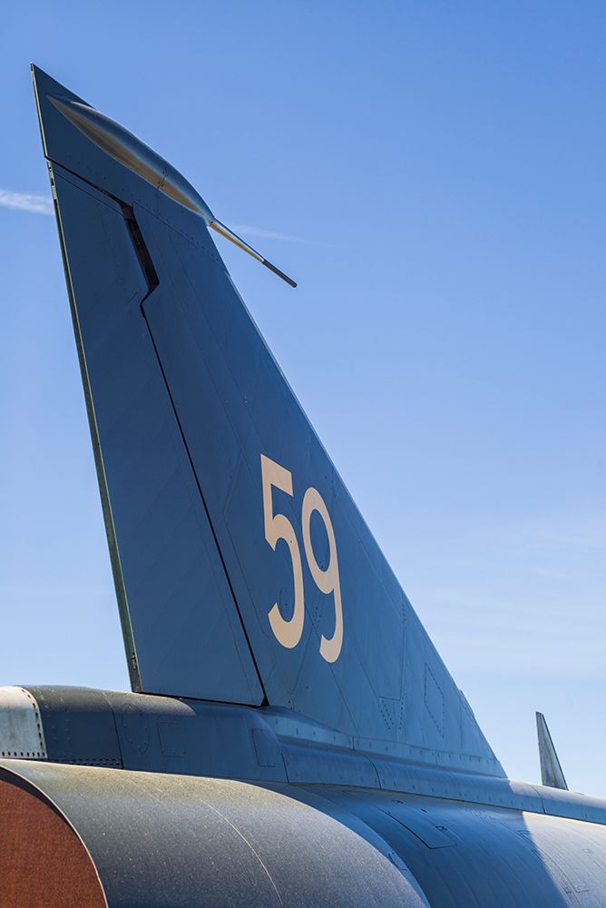 Sweden-Southeastern Sweden-Nykoping-F11 reconnaissance aircraft-F11 Museum-tail fin art print by Walter Bibikow for $57.95 CAD