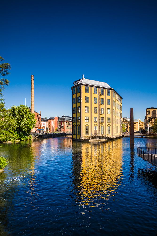 Sweden-Norrkoping-early Swedish industrial town-Arbetets Museum-Museum of Work in former early 20th art print by Walter Bibikow for $57.95 CAD