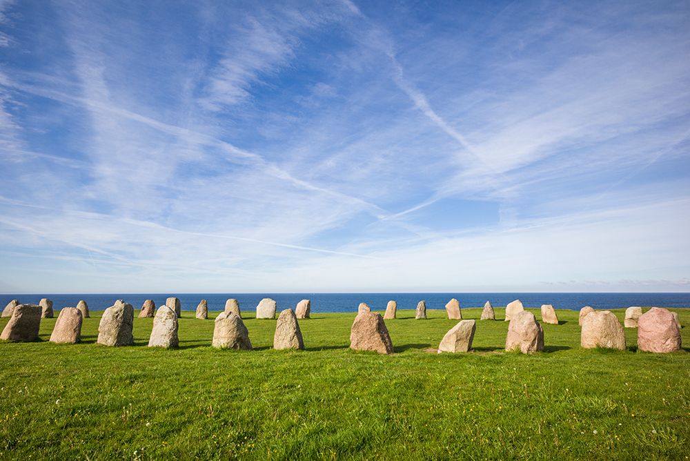 Southern Sweden-Kaseberga-Ales Stenar-Ales Stones-early peoples ritual site-600 AD art print by Walter Bibikow for $57.95 CAD