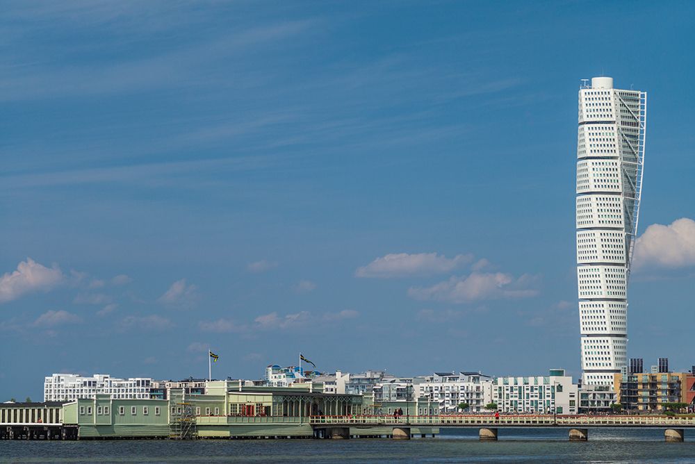 Sweden-Scania-Malmo-Turning Torso building-designed by architect Santiago Calatrava-2005 art print by Walter Bibikow for $57.95 CAD