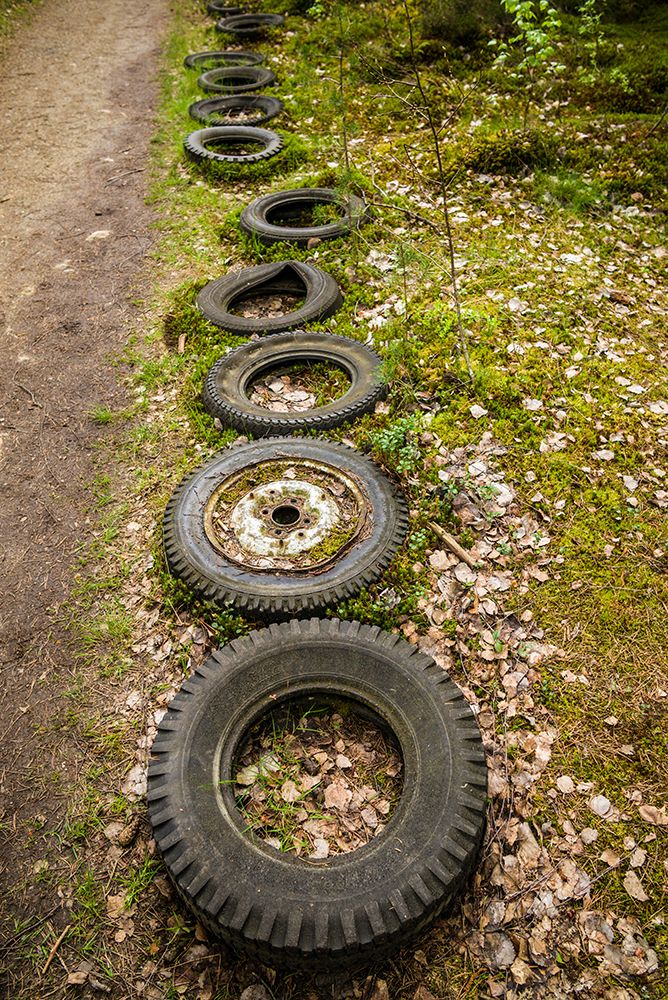 Sweden-Smaland-Ryd-Kyrko Mosse Car Cemetery-former junkyard now pubic park-old tires art print by Walter Bibikow for $57.95 CAD