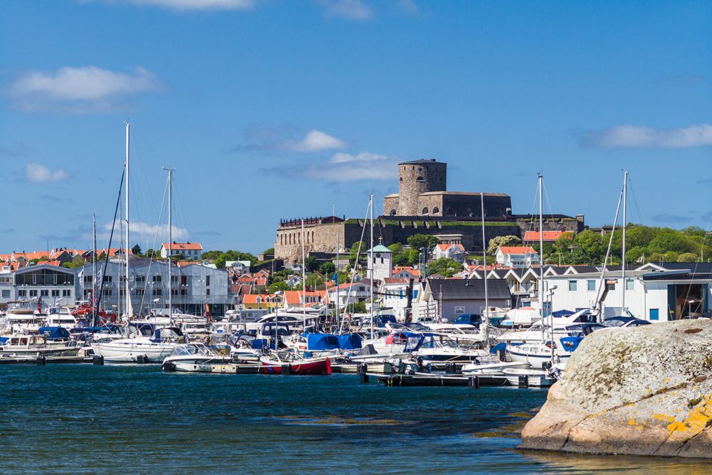 Sweden-Bohuslan-Marstrand-island town view with the 17th century Carlsten fortress art print by Walter Bibikow for $57.95 CAD
