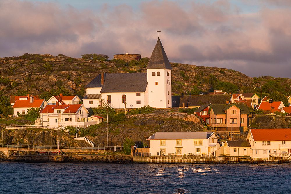 Sweden-Bohuslan-Tjorn Island-Skarhamn-Skarhamns church-late afternoon art print by Walter Bibikow for $57.95 CAD