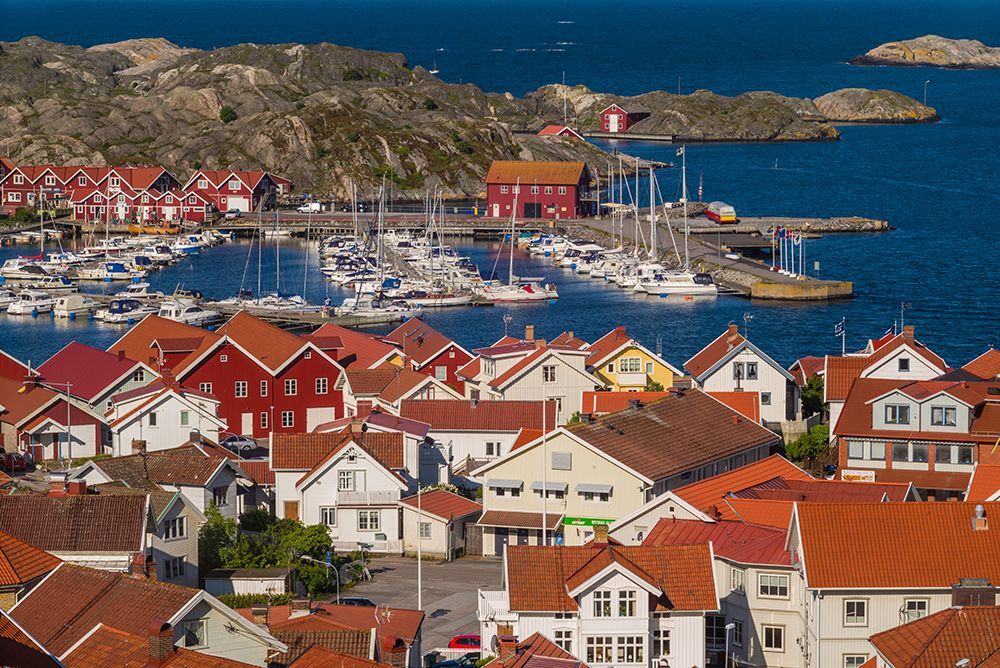 Sweden-Bohuslan-Tjorn Island-Skarhamn-town view-dawn art print by Walter Bibikow for $57.95 CAD