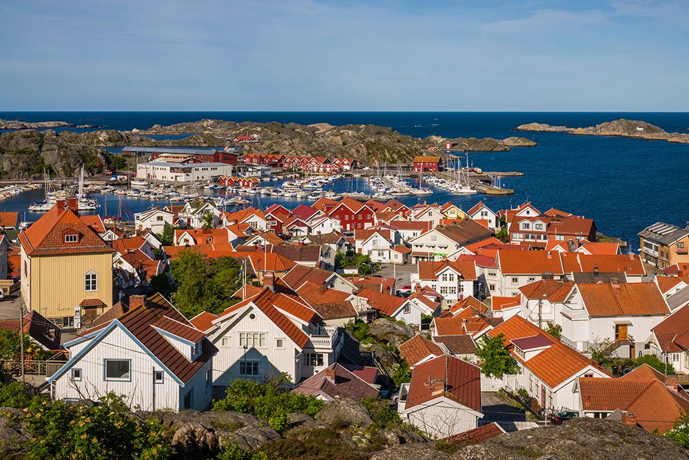 Sweden-Bohuslan-Tjorn Island-Skarhamn-town view-dawn art print by Walter Bibikow for $57.95 CAD