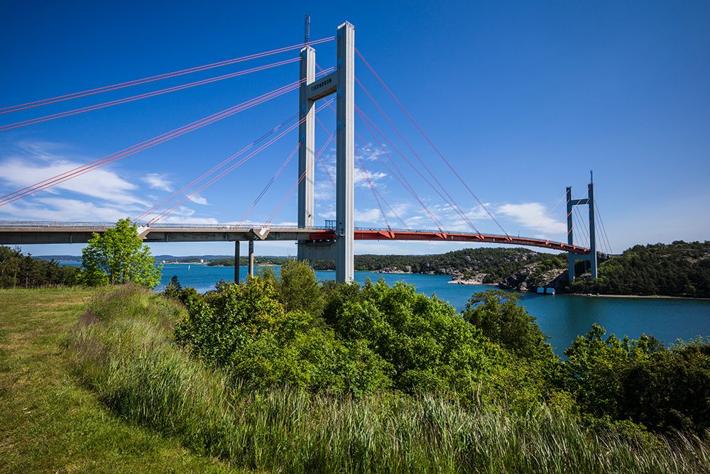 Sweden-Bohuslan-Tjorn Island-Stenungsund-Tjornbron bridge-links the mainland to Tjorn Island art print by Walter Bibikow for $57.95 CAD